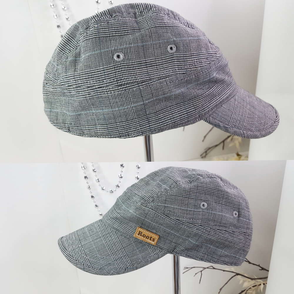 Men's Roots Cap🌾Gray Plaid Newsboy Hat